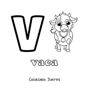Desenho para colorir da letra V de vaca