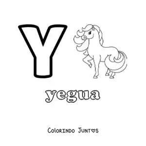 Desenho para colorir da letra Y de égua