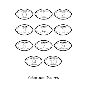 Desenho para colorir de atividade para traçar os números de 1 a 10 com bolas