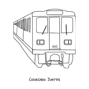 Desenho para colorir de um trem de metro visto de frente