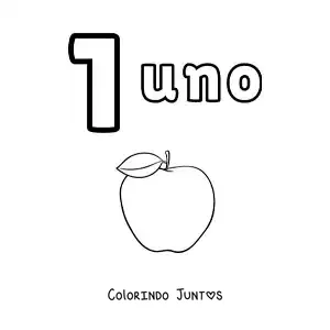 Desenho para colorir de ficha do número 1 para aprender a contar com desenhos divertidos