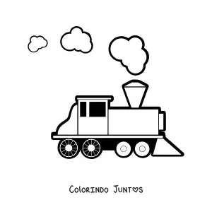 Desenho para colorir de uma locomotiva ligada