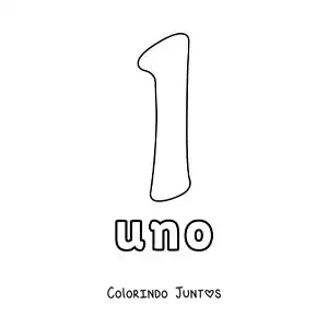 Desenho para colorir de ficha do número 1 para aprender os números naturais