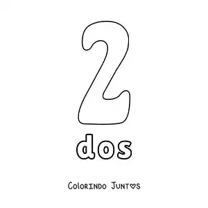 Desenho para colorir de ficha do número 2 para aprender os números naturais