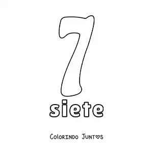 Desenho para colorir de ficha do número 7 para aprender os números naturais