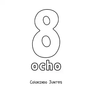 Desenho para colorir de ficha do número 8 para aprender os números naturais