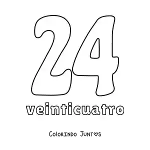 Desenho para colorir de ficha do número 24 para aprender os números naturais