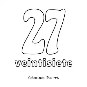 Desenho para colorir de ficha do número 27 para aprender os números naturais