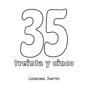 Desenho para colorir de ficha do número 35 para aprender os números naturais