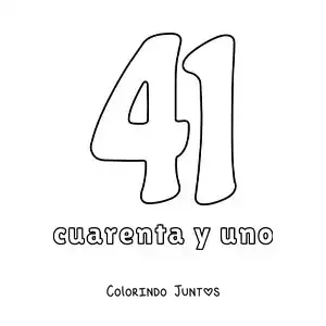 Desenho para colorir de ficha do número 41 para aprender os números naturais