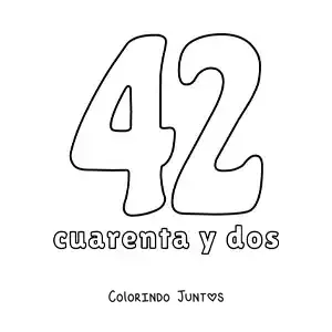 Desenho para colorir de ficha do número 42 para aprender os números naturais
