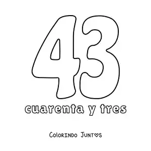 Desenho para colorir de ficha do número 43 para aprender os números naturais