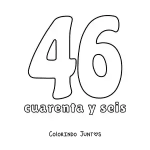 Desenho para colorir de ficha do número 46 para aprender os números naturais