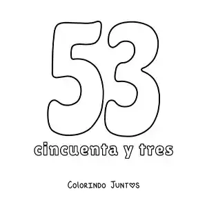 Desenho para colorir de ficha do número 53 para aprender os números naturais