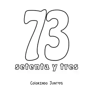 Desenho para colorir de ficha do número 73 para aprender os números naturais