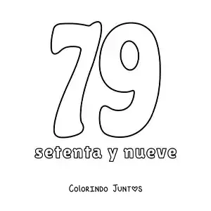 Desenho para colorir de ficha do número 79 para aprender os números naturais