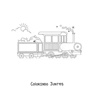 Desenho para colorir de um trem de carga