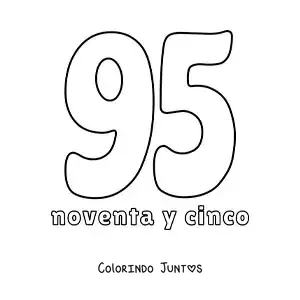 Desenho para colorir de ficha do 95 para aprender os números naturais