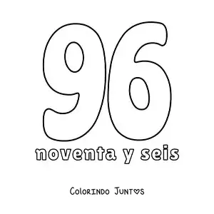 Desenho para colorir de ficha do 96 para aprender os números naturais