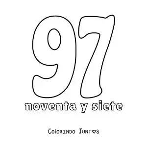 Desenho para colorir de ficha do 97 para aprender os números naturais