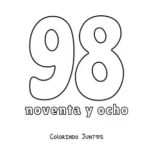 Desenho para colorir de ficha do 98 para aprender os números naturais