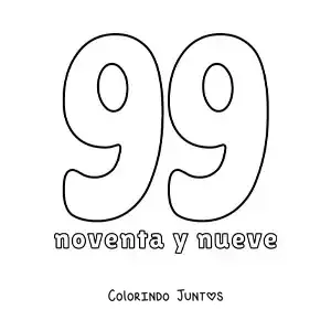 Desenho para colorir de ficha do 99 para aprender os números naturais