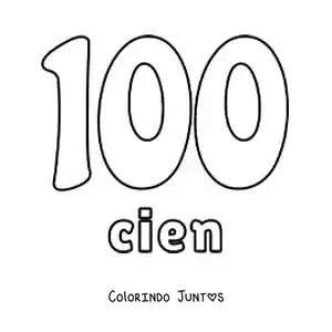 Desenho para colorir de ficha do 100 para aprender os números naturais