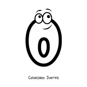 Desenho para colorir do número 0 animado para crianças
