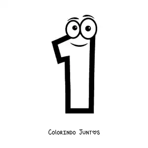 Desenho para colorir do número 1 animado para crianças