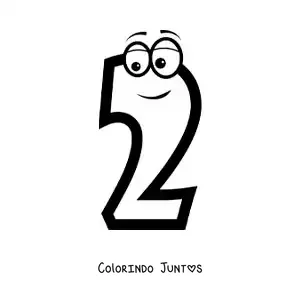 Desenho para colorir do número 2 animado para crianças