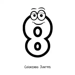Desenho para colorir do número 8 animado para crianças
