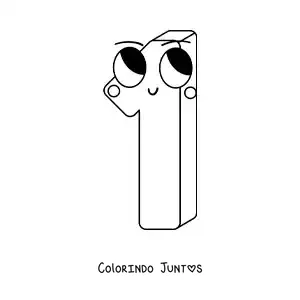 Desenho para colorir do número 1 animado infantil
