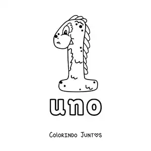 Desenho para colorir do número 1 em forma de monstro animado de Halloween