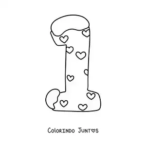 Desenho para colorir do número 1 decorado para crianças