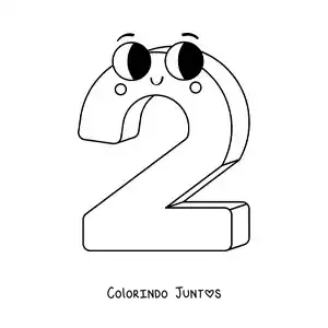 Desenho para colorir do número 2 animado infantil
