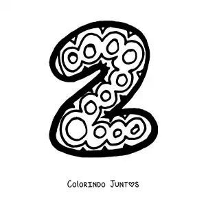 Desenho para colorir do número 2 grande para crianças da pré-escola