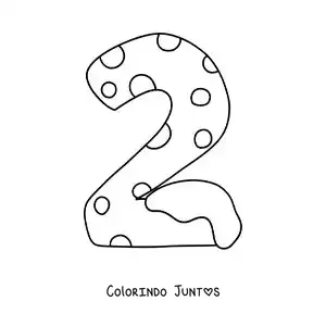 Desenho para colorir do número 2 decorado para crianças