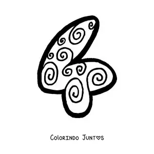 Desenho para colorir do número 4 grande para crianças da pré-escola