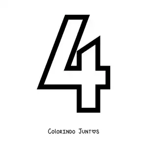 Desenho para colorir do número 4 grande