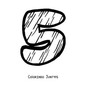 Desenho para colorir do número 5 grande para crianças da pré-escola