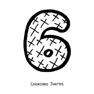 Desenho para colorir do número 6 grande para crianças da pré-escola