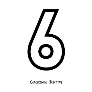 Desenho para colorir do número 6 grande