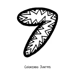 Desenho para colorir do número 7 grande para crianças da pré-escola
