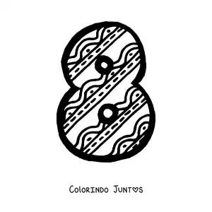 Desenho para colorir do número 8 grande para crianças da pré-escola