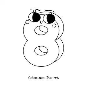 Desenho para colorir do número 8 animado infantil