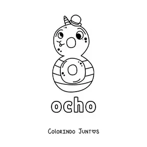 Desenho para colorir do número 8 em forma de monstro animado de Halloween