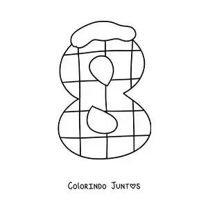 Desenho para colorir do número 8 decorado para crianças