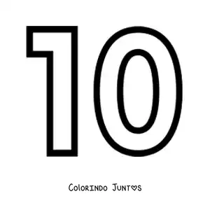 Desenho para colorir do número 10 grande