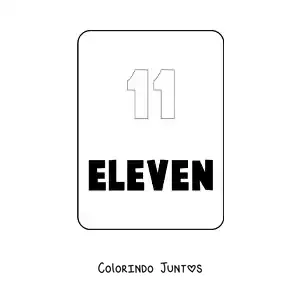 Desenho para colorir do numero 11 em ingles