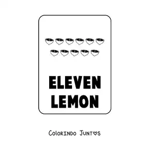 Desenho para colorir do numero 11 em ingles com frutas
